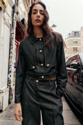 CONTRAST STITCH CROPPED JACKET - Image 3