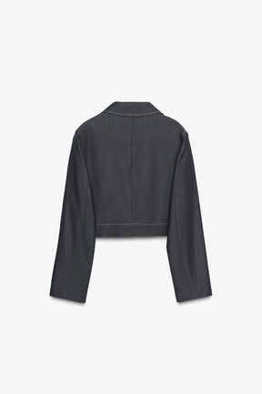 CONTRAST STITCH CROPPED JACKET - Image 7