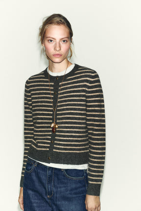 Gestreifter Strickcardigan