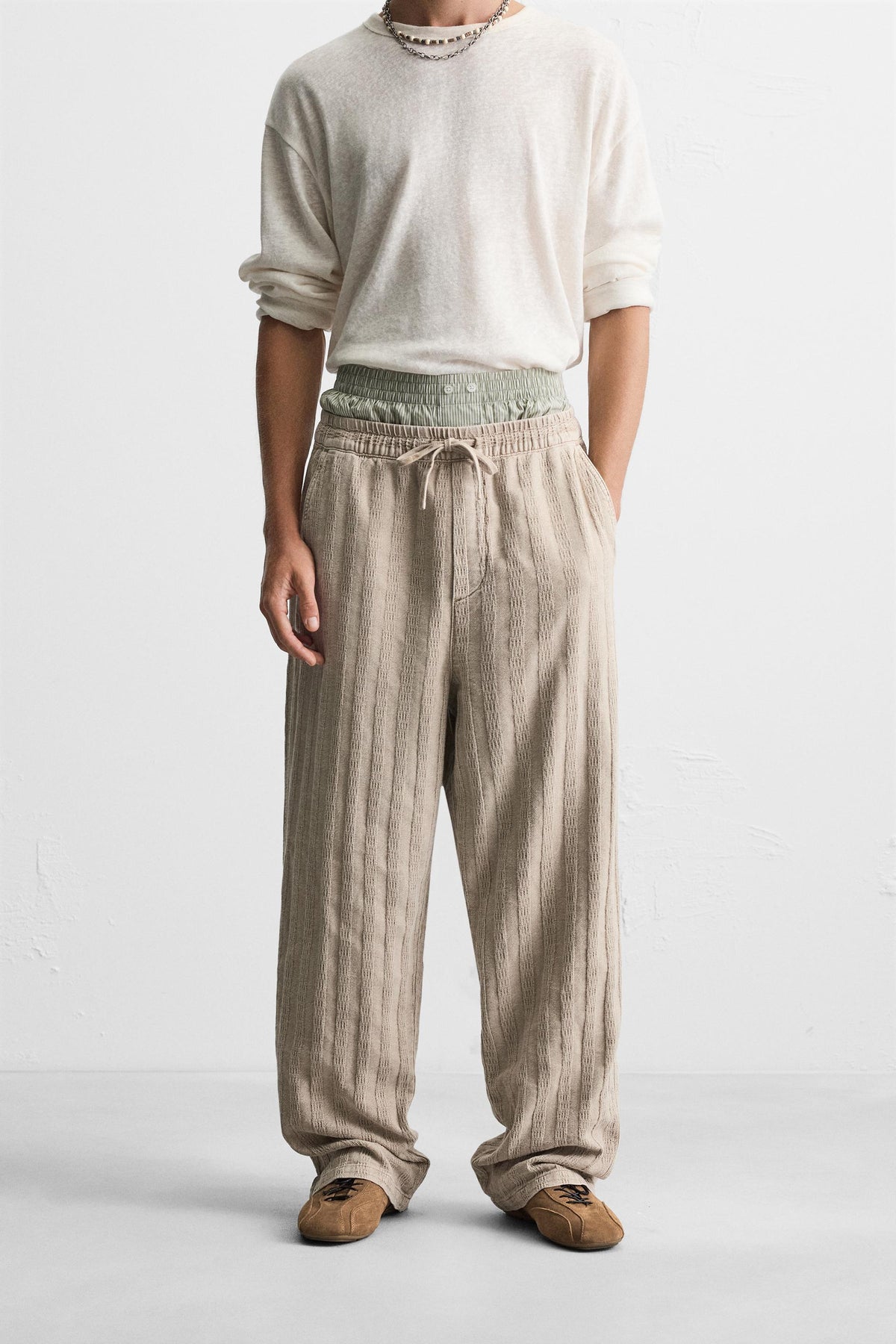 RELAXED FIT JACQUARD TROUSERS - Image 2