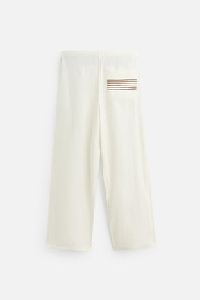 100% LINEN EMBROIDERED TROUSERS - Image 7