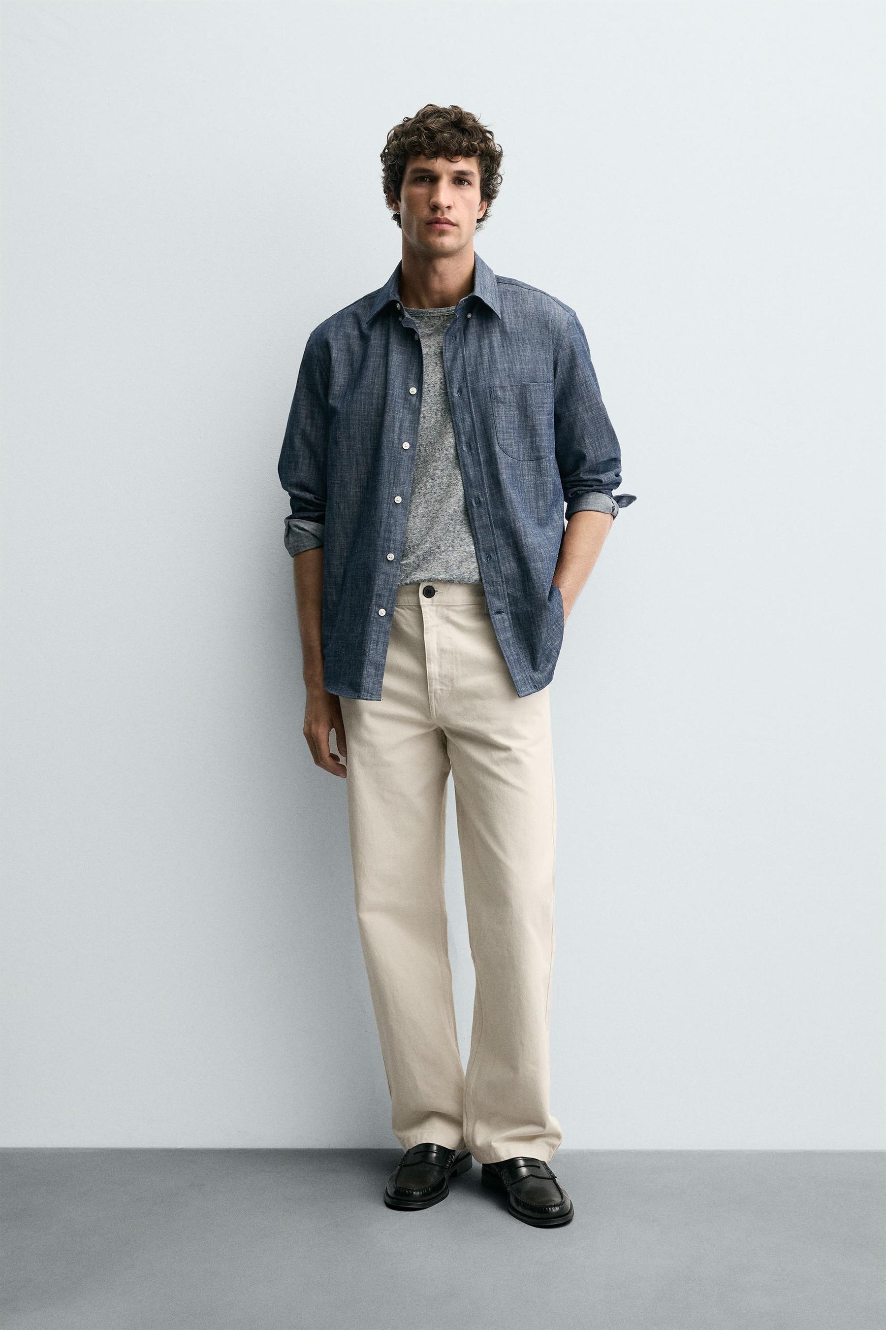 STRAIGHT-LEG CHINO TROUSERS - Image 1