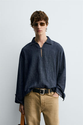 DENIM COTTON-LINEN SHIRT - Image 2