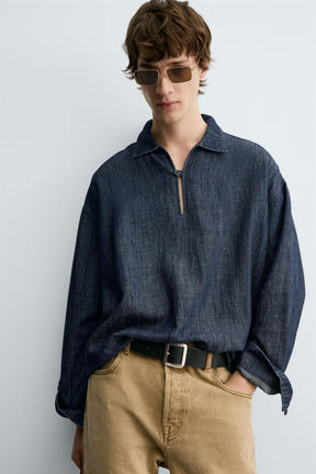 DENIM COTTON-LINEN SHIRT - Image 5