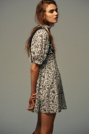 FLORAL PRINT COMBINED SHORT DRESS - Image 3