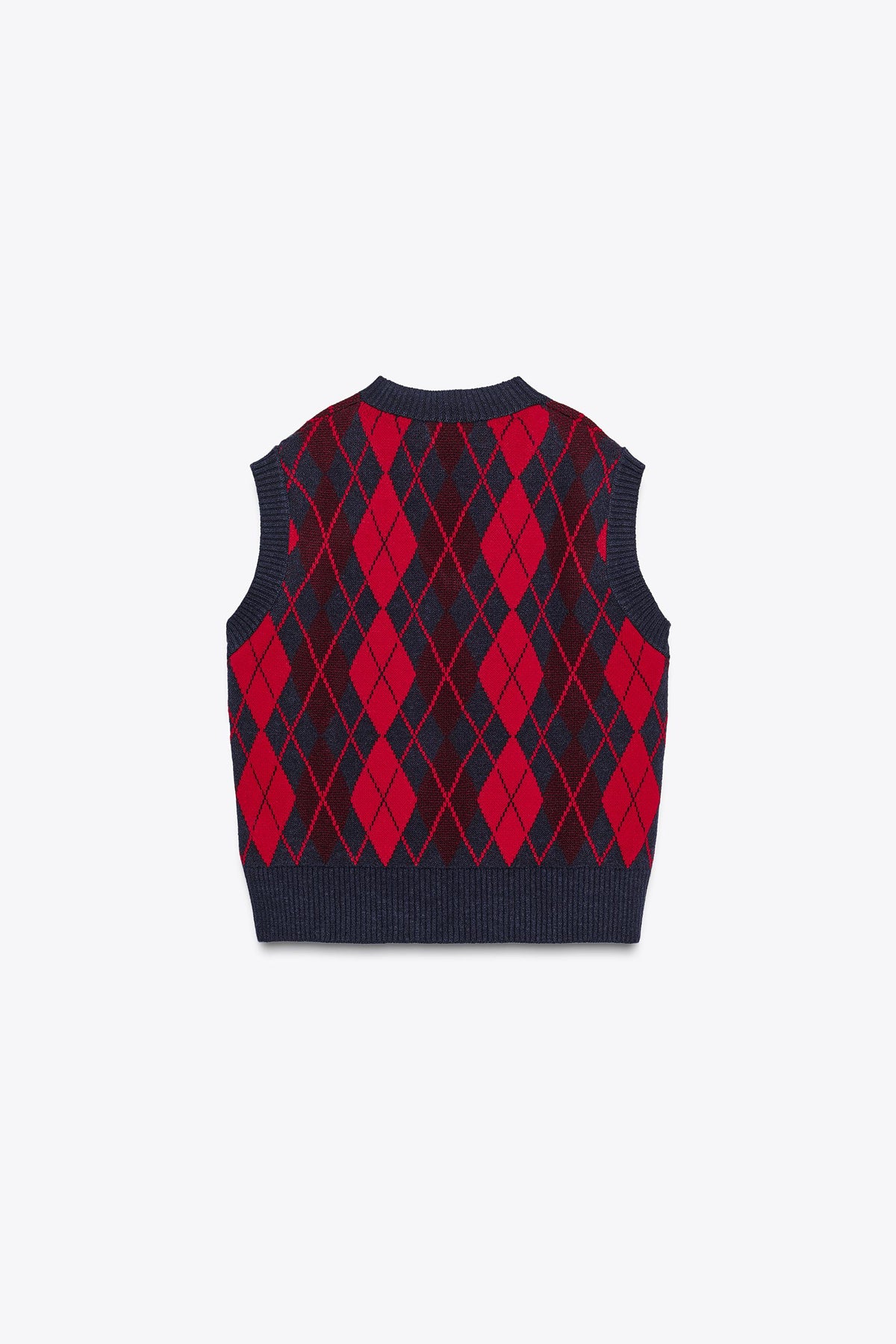 OVERSIZED ARGYLE KNIT JUMPER VEST - Image 1