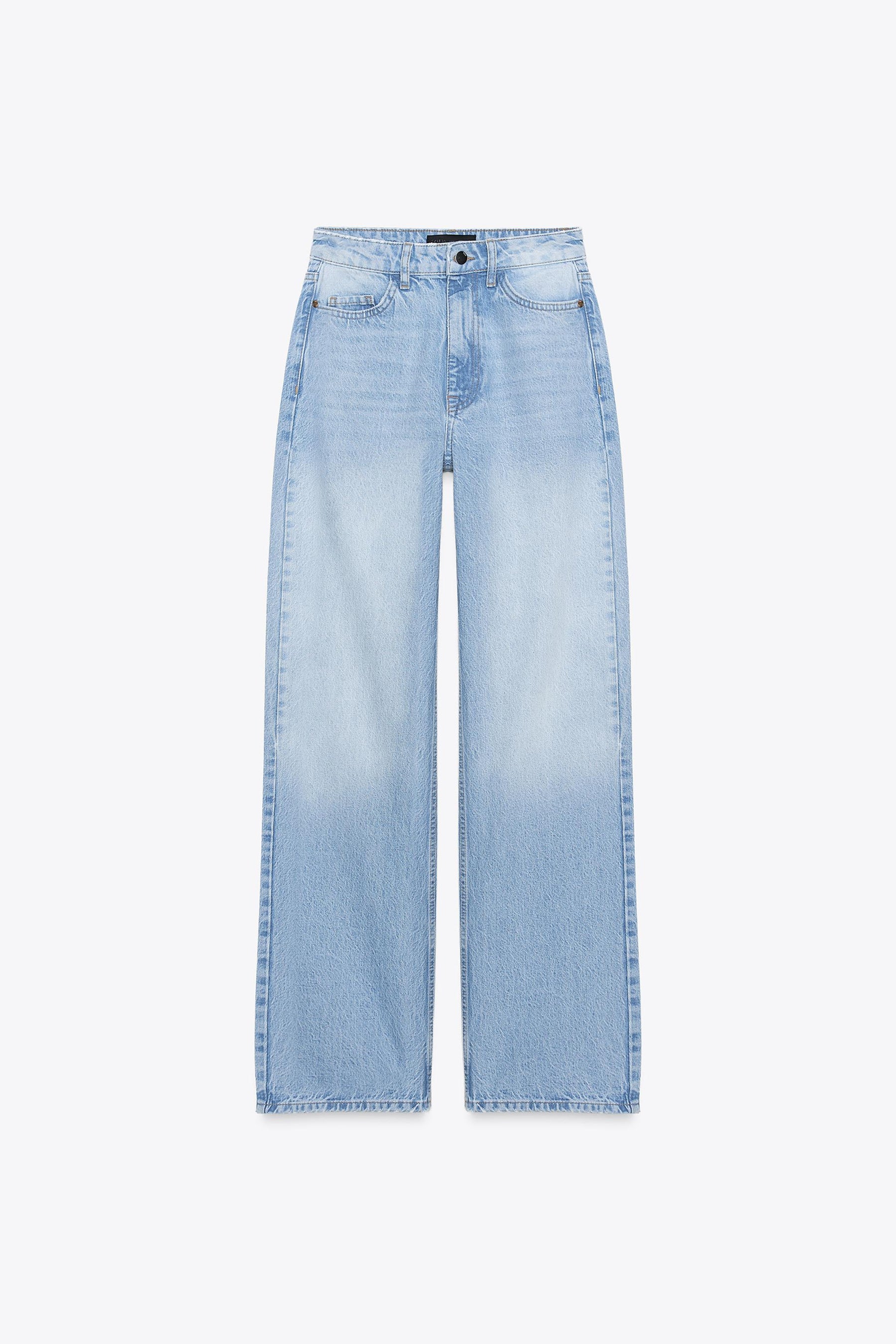 Hochgeschnittene, lange Jeans