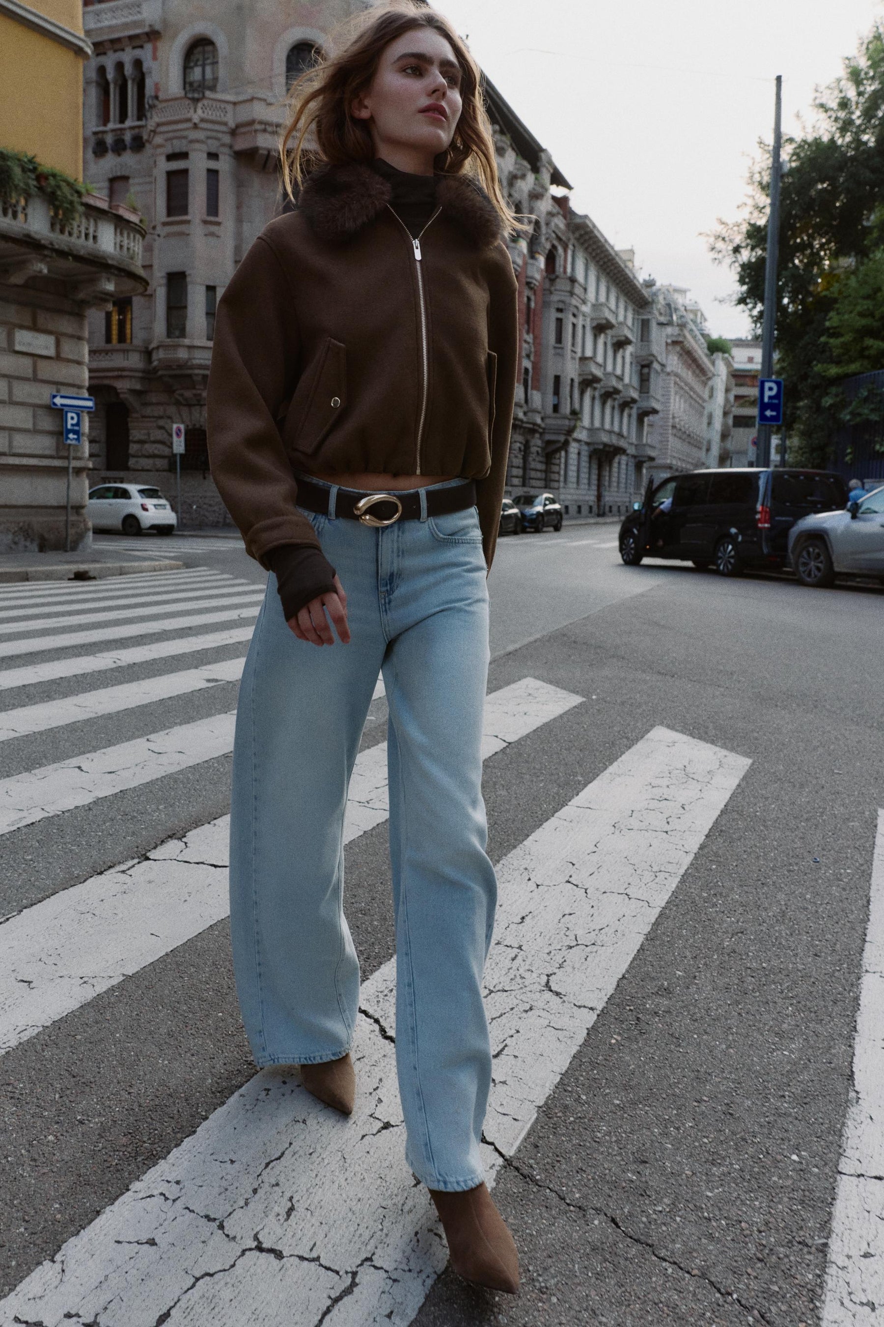 Weit geschnittene High-Waist-Jeans