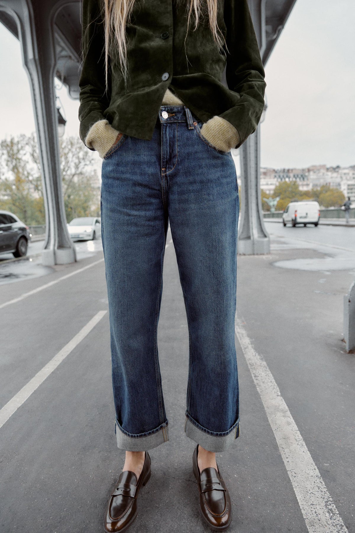 Weit geschnittene Cropped-Jeans