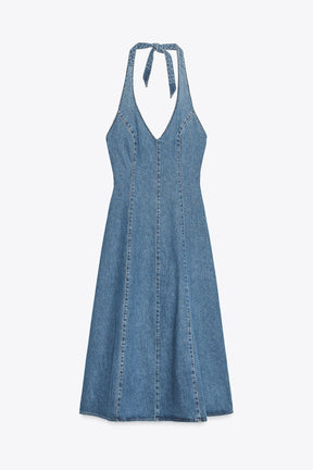 TRF HALTER DENIM DRESS - Image 6
