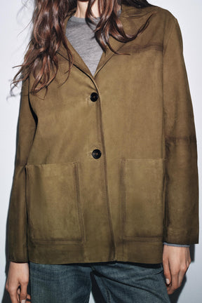 OVERSIZED SUEDE LEATHER JACKET - Image 4