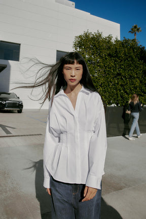 Plissiertes Popelinehemd