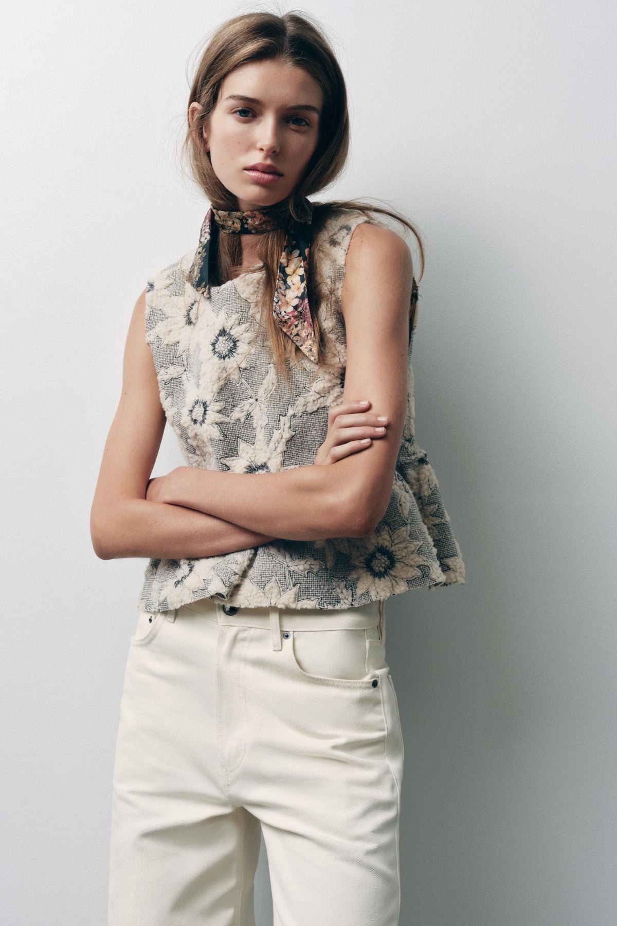 Peplum-Top mit floraler Textur