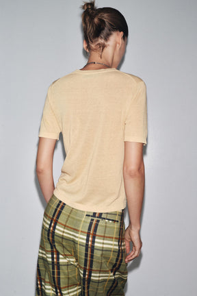 SHORT SLEEVE KNIT LINEN BLEND TOP - Image 3