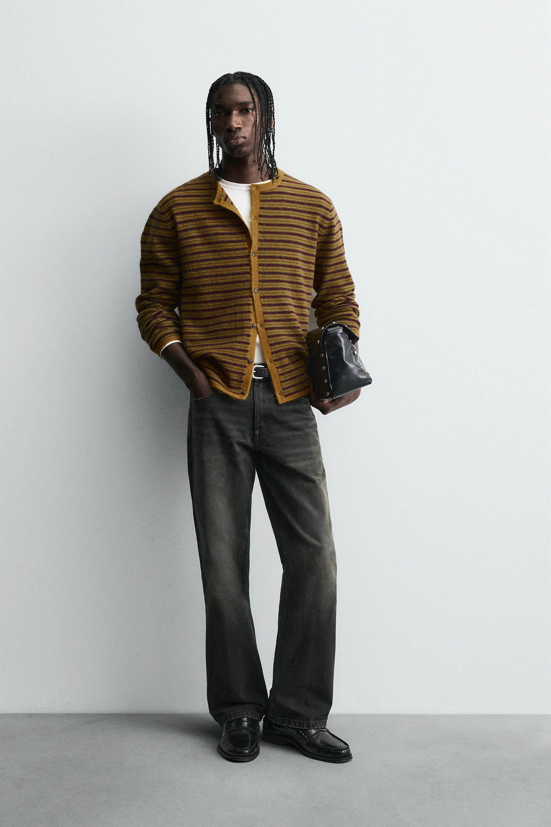 STRIPED JACQUARD CARDIGAN - Image 1