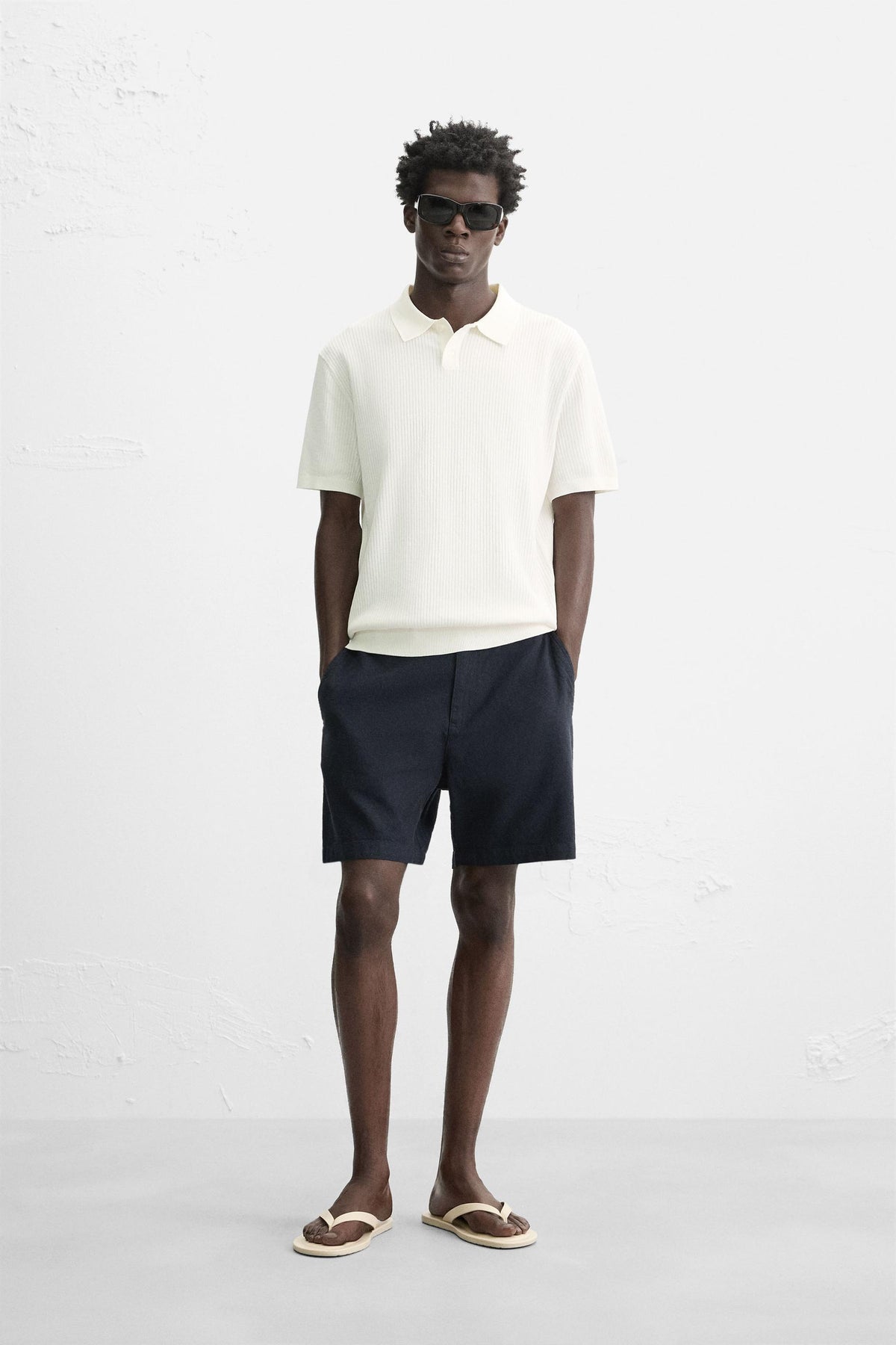 RIB KNIT POLO SHIRT - Image 1