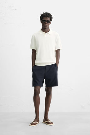 RIB KNIT POLO SHIRT - Image 1