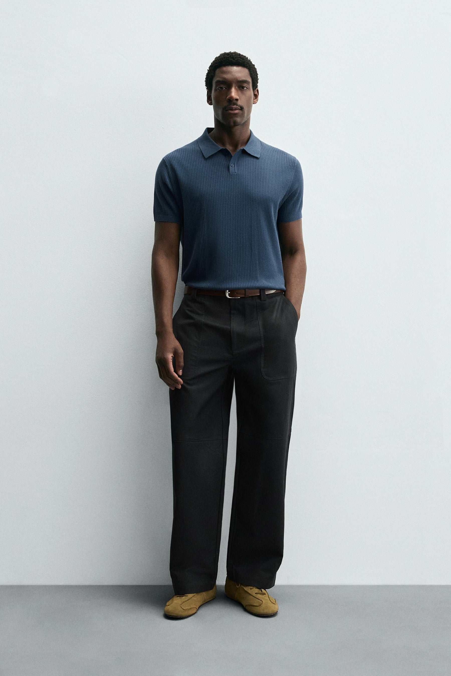 RIB KNIT POLO SHIRT - Image 1