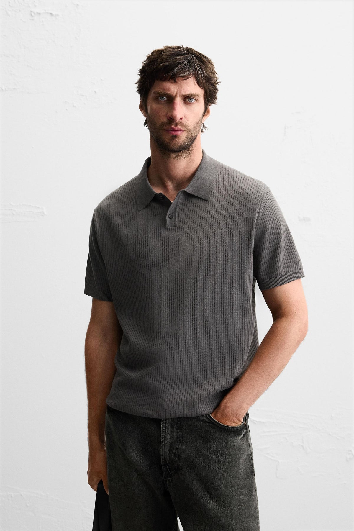 RIB KNIT POLO SHIRT - Image 2
