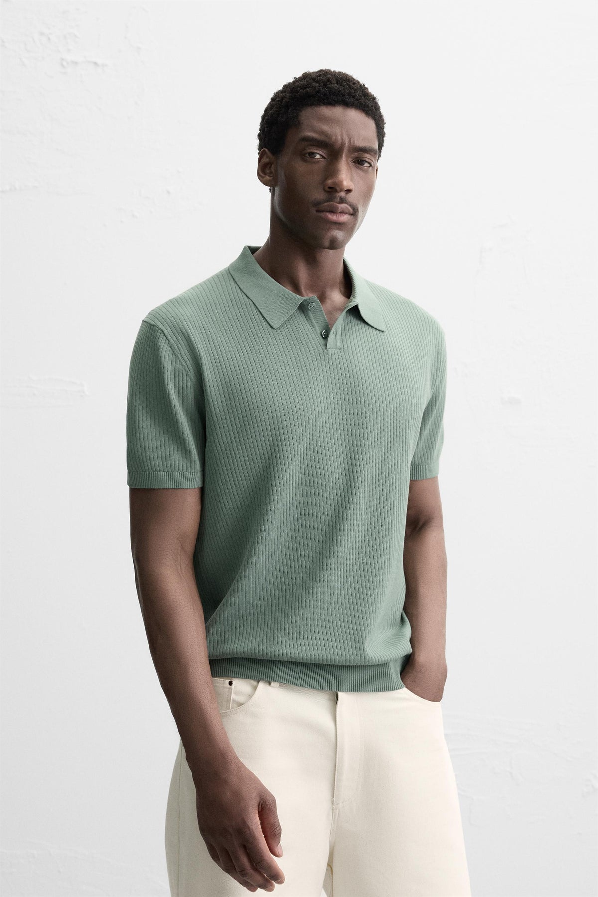 RIB KNIT POLO SHIRT - Image 2