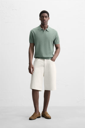 RIB KNIT POLO SHIRT - Image 1