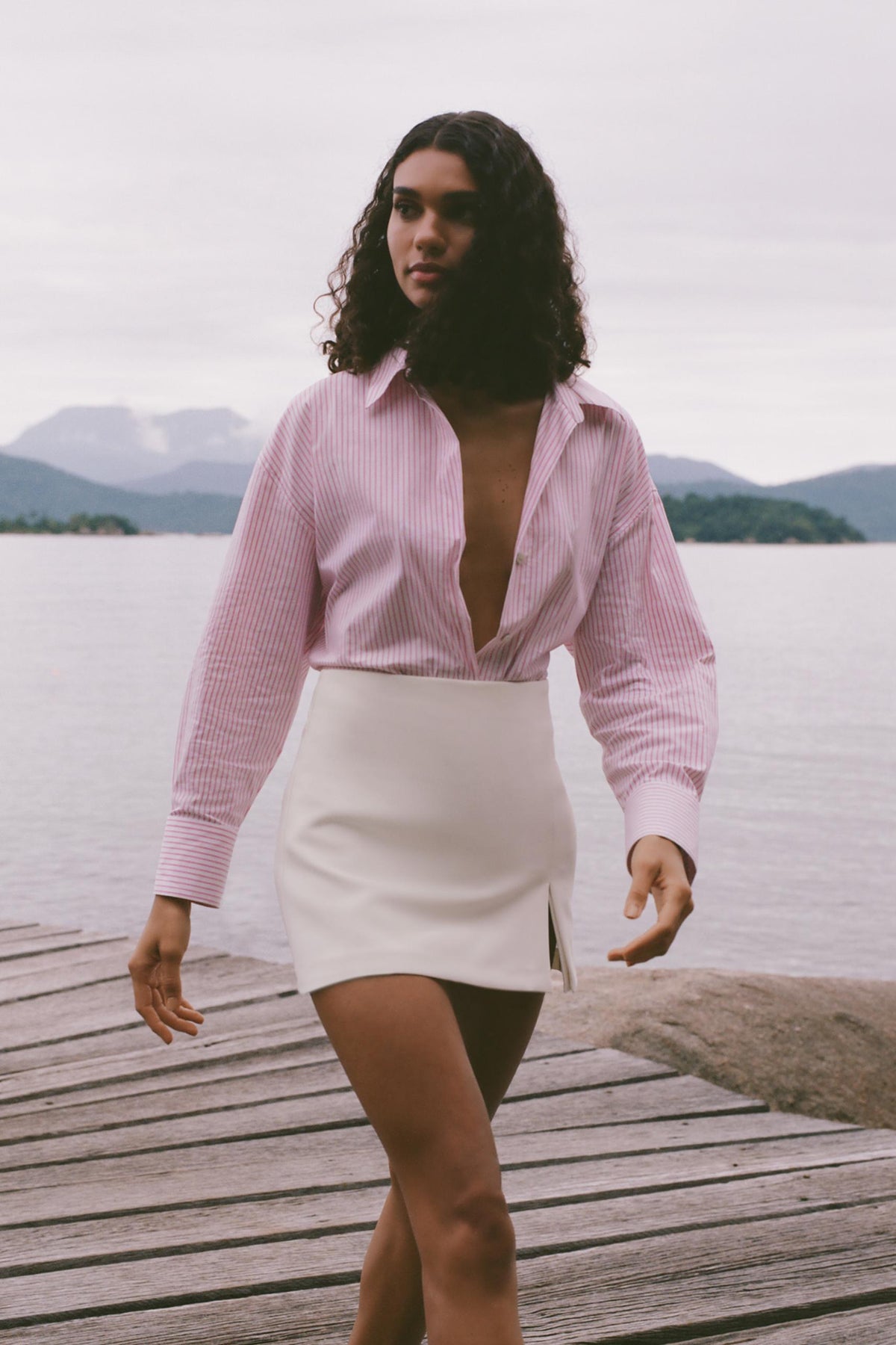 Gestreiftes Hemd mit Metallic-Faden