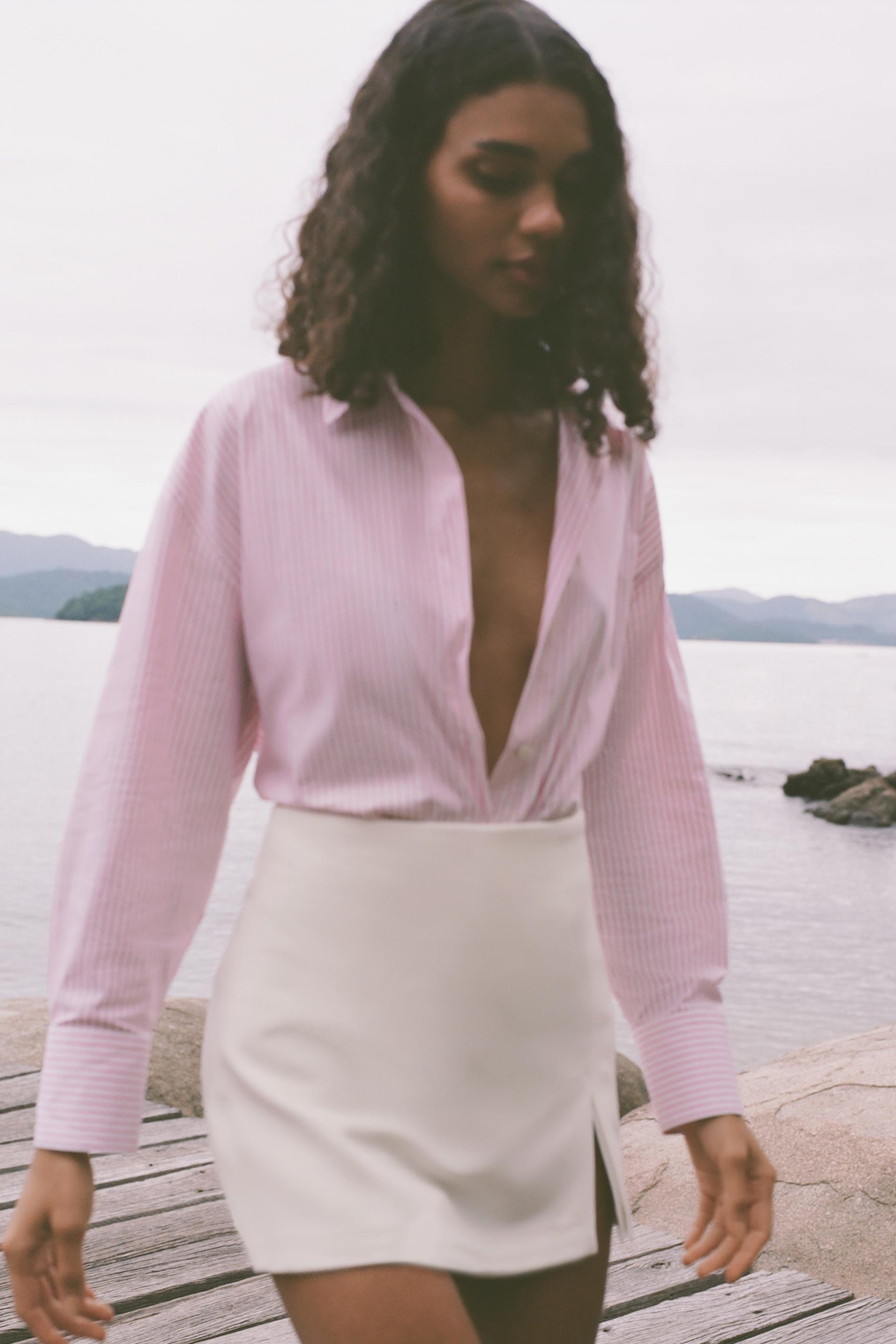 Gestreiftes Hemd mit Metallic-Faden