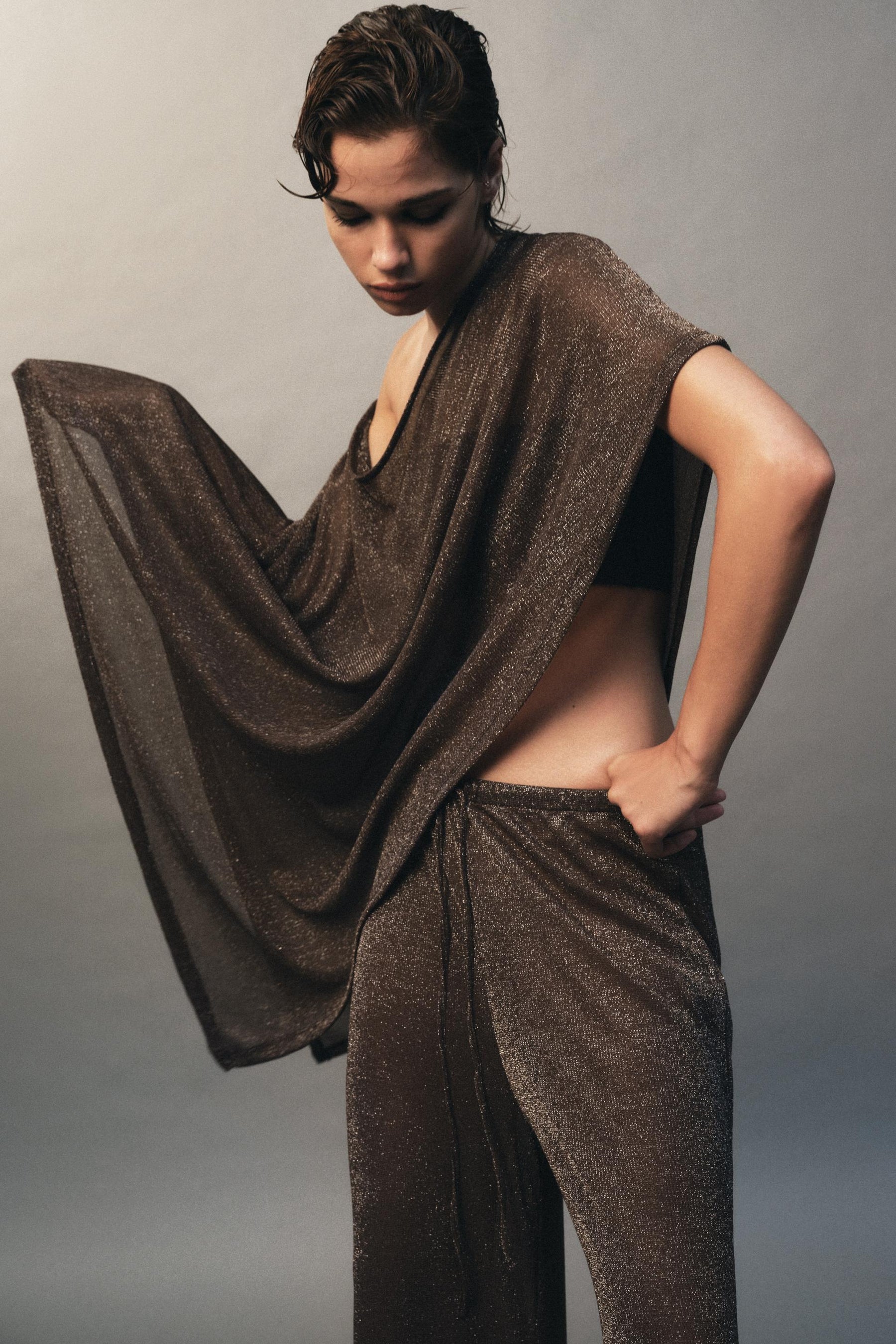 Palazzo-Hose mit Metallic-Faden