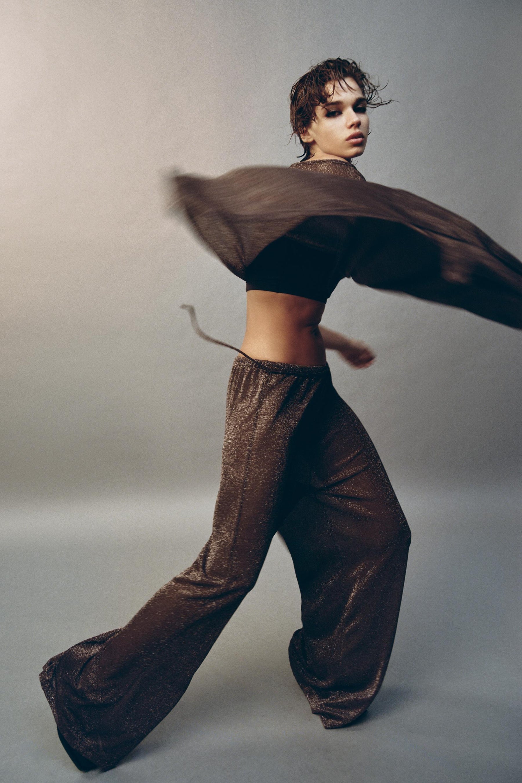 Palazzo-Hose mit Metallic-Faden