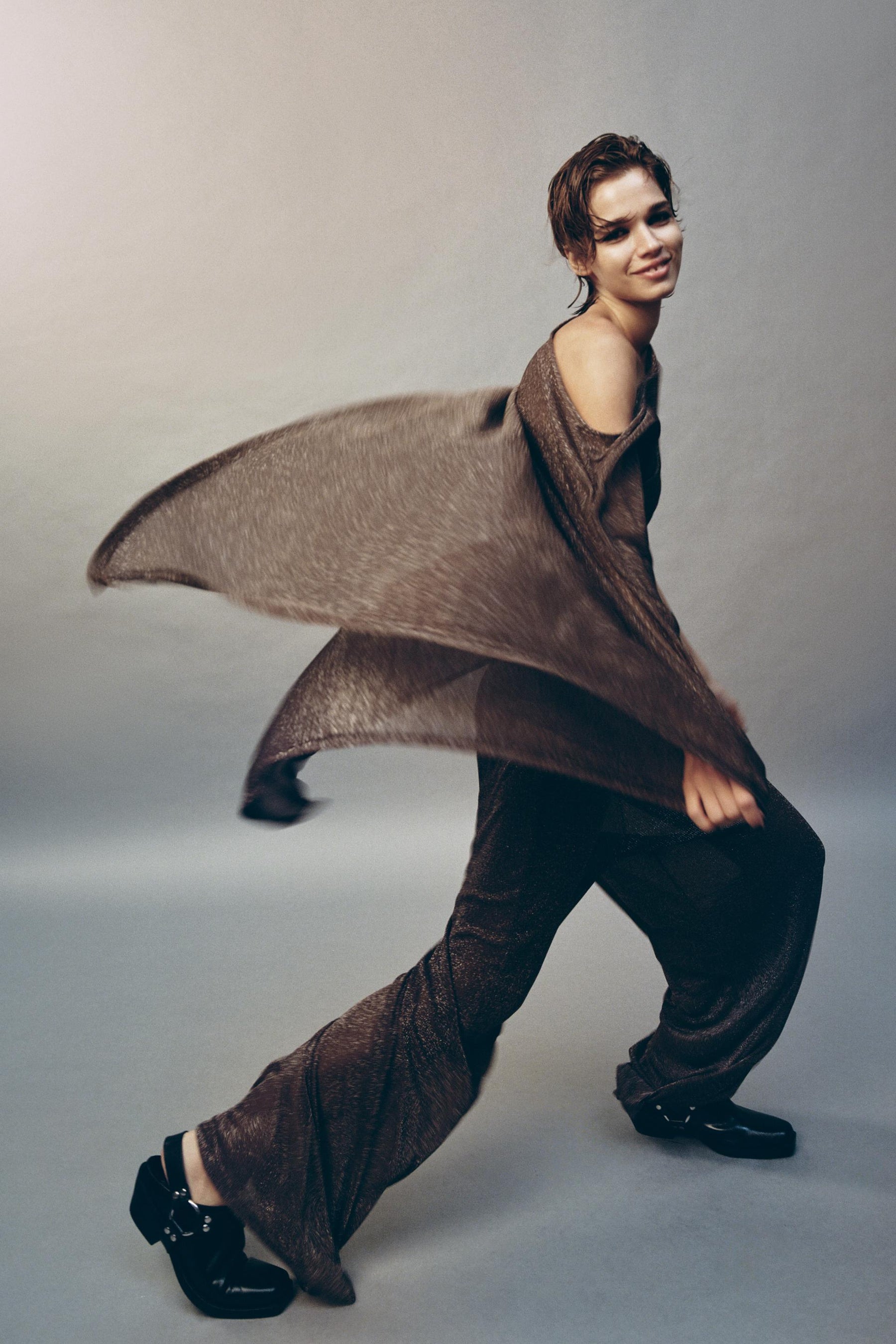 Palazzo-Hose mit Metallic-Faden