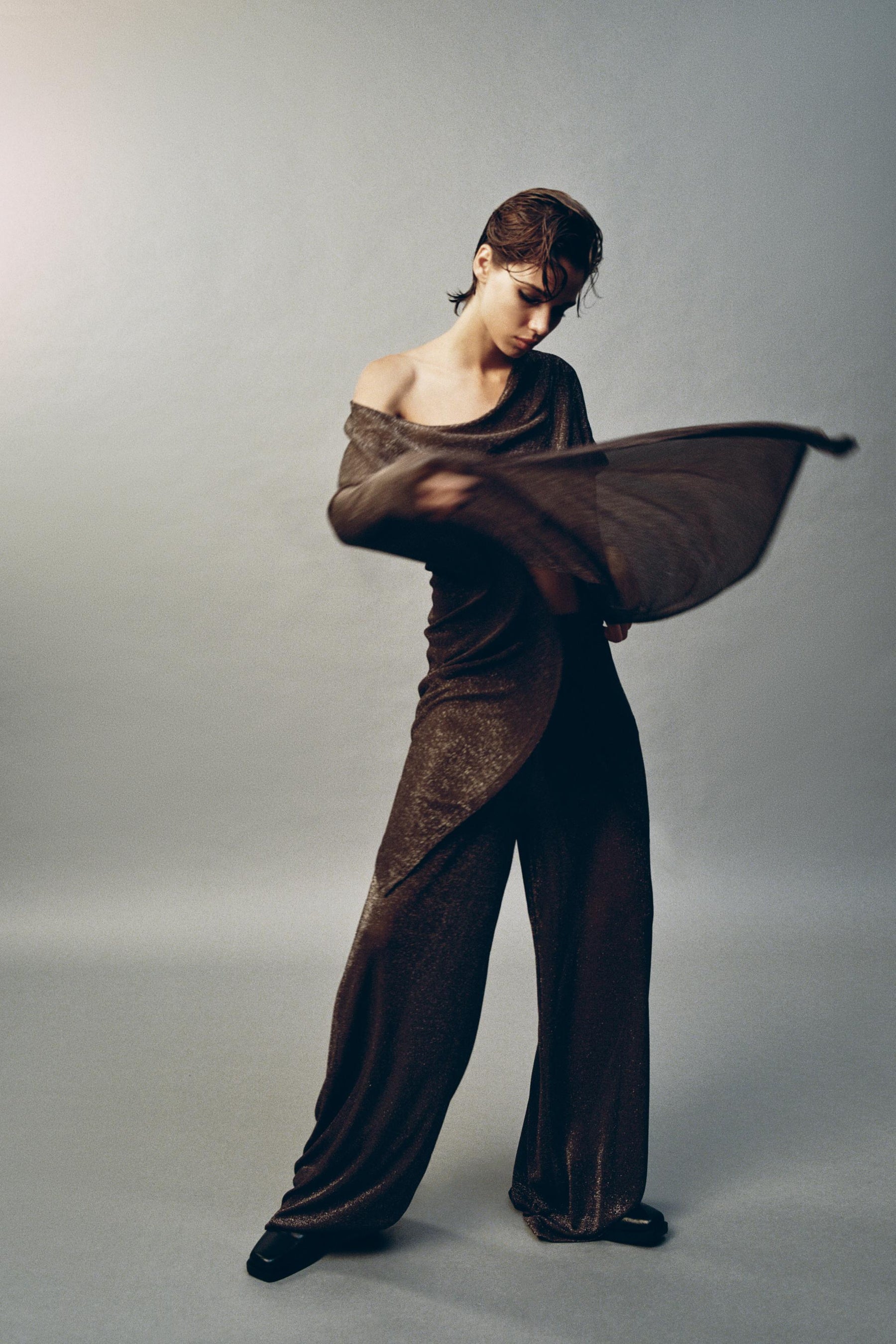 Palazzo-Hose mit Metallic-Faden