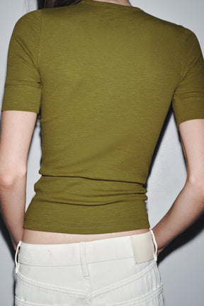 Rippstrick-Kurzarmhemd