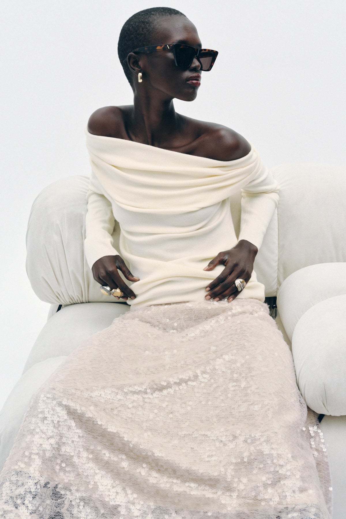 Paillettenbesetzter Strick-Midirock