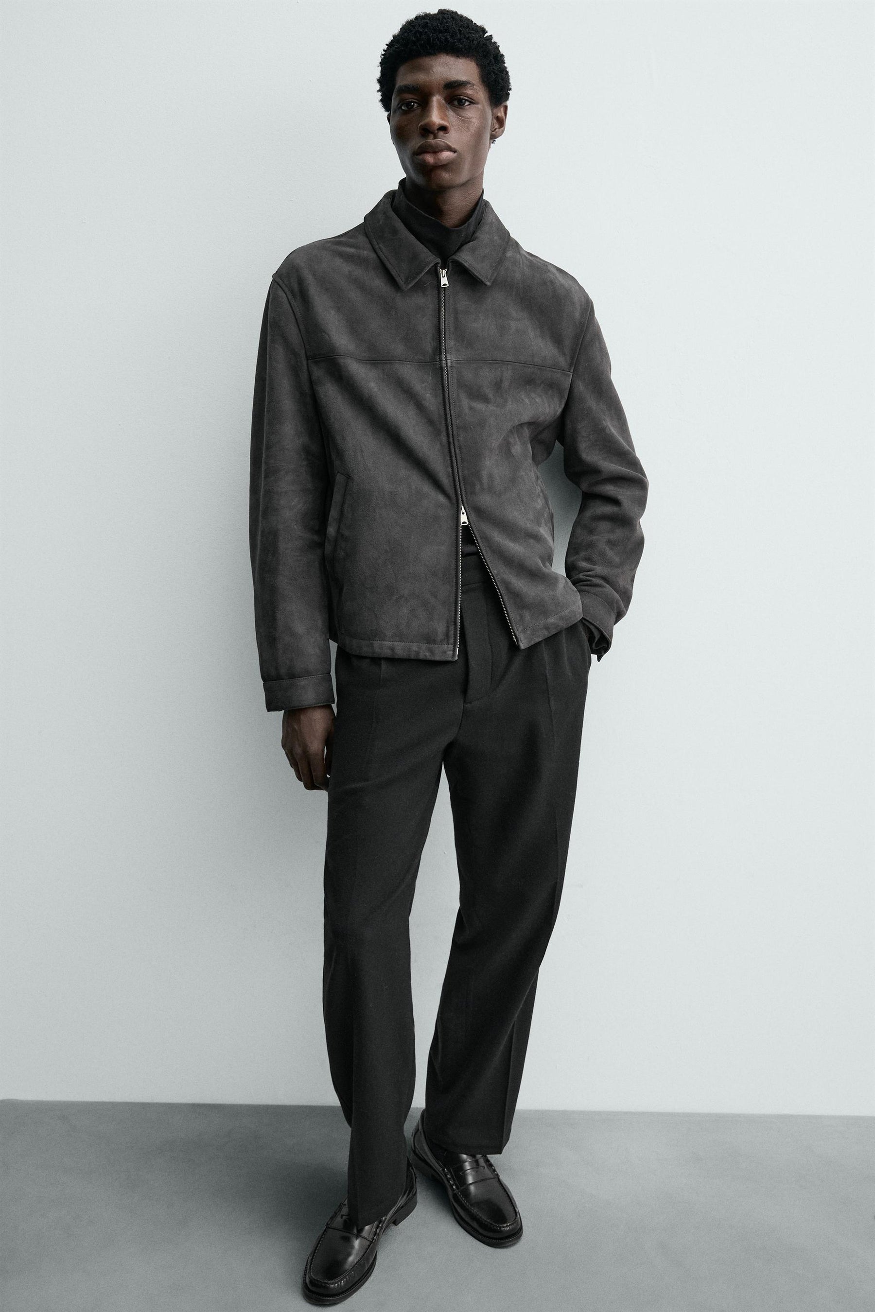 REGULAR FIT SUEDE LEATHER JACKET - Image 6