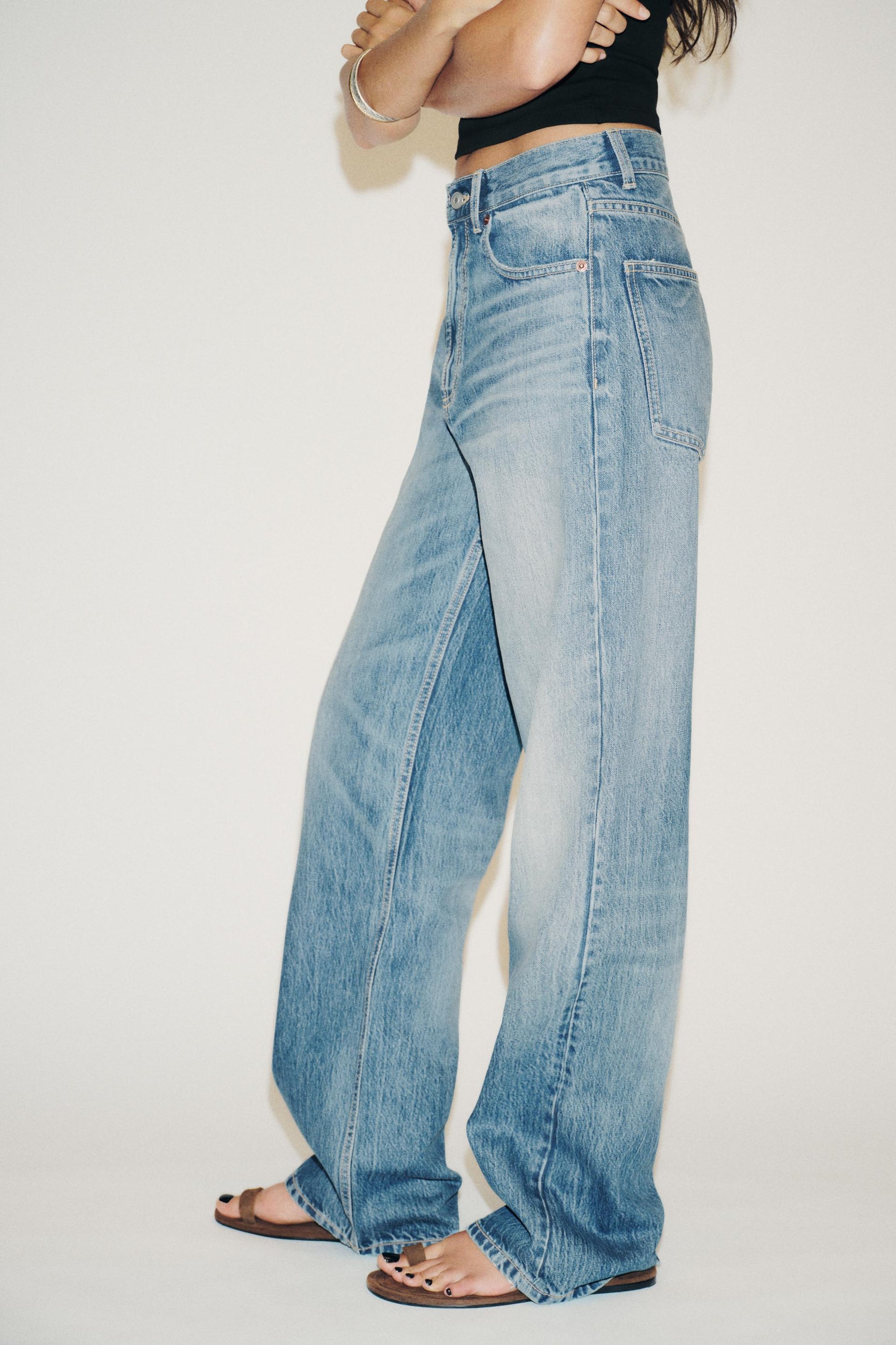 Weit geschnittene High-Waist-Jeans