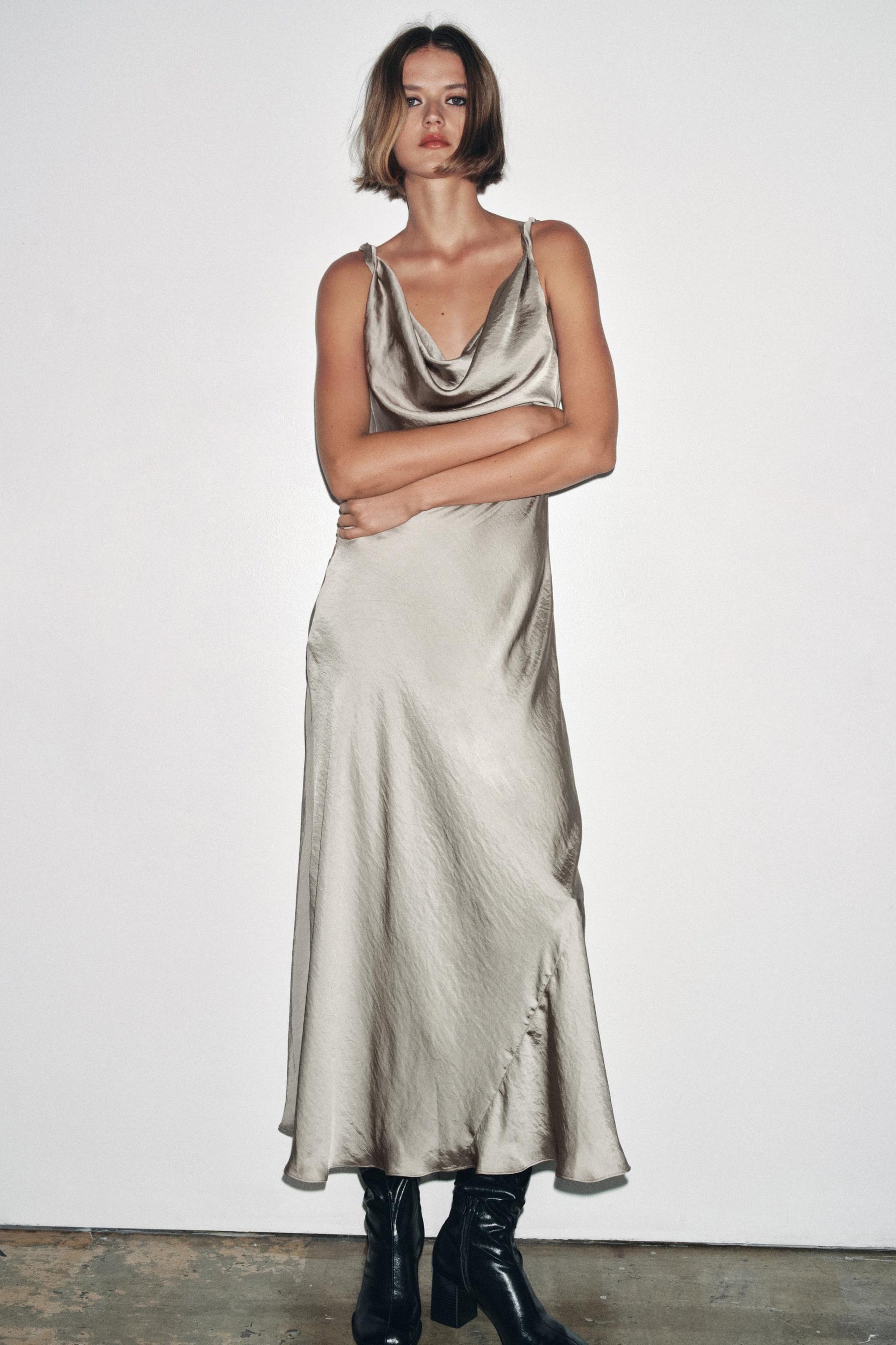ZW COLLECTION LONG SATIN DRESS - Image 5
