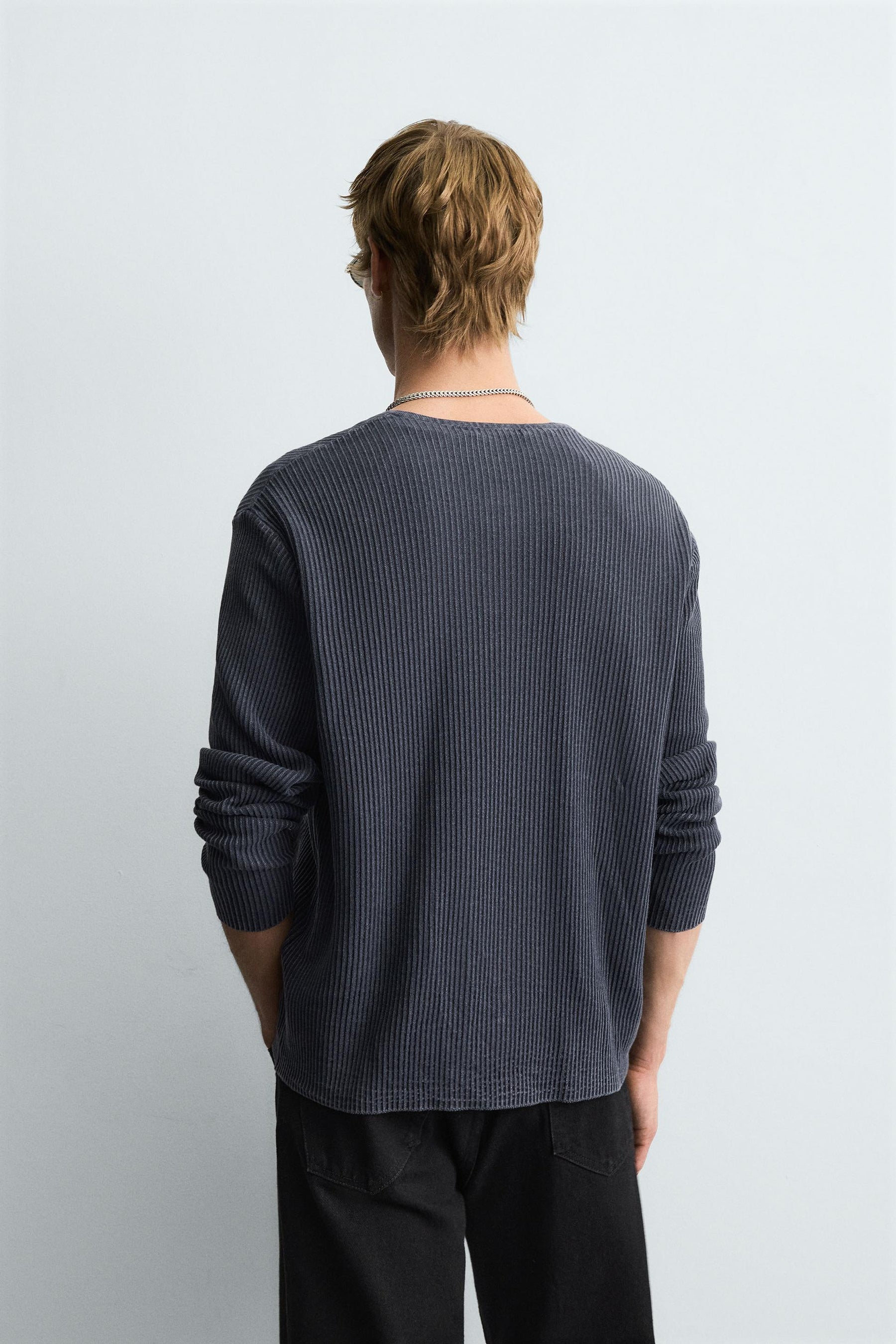 WASHED GRANDAD COLLAR JUMPER - Image 3