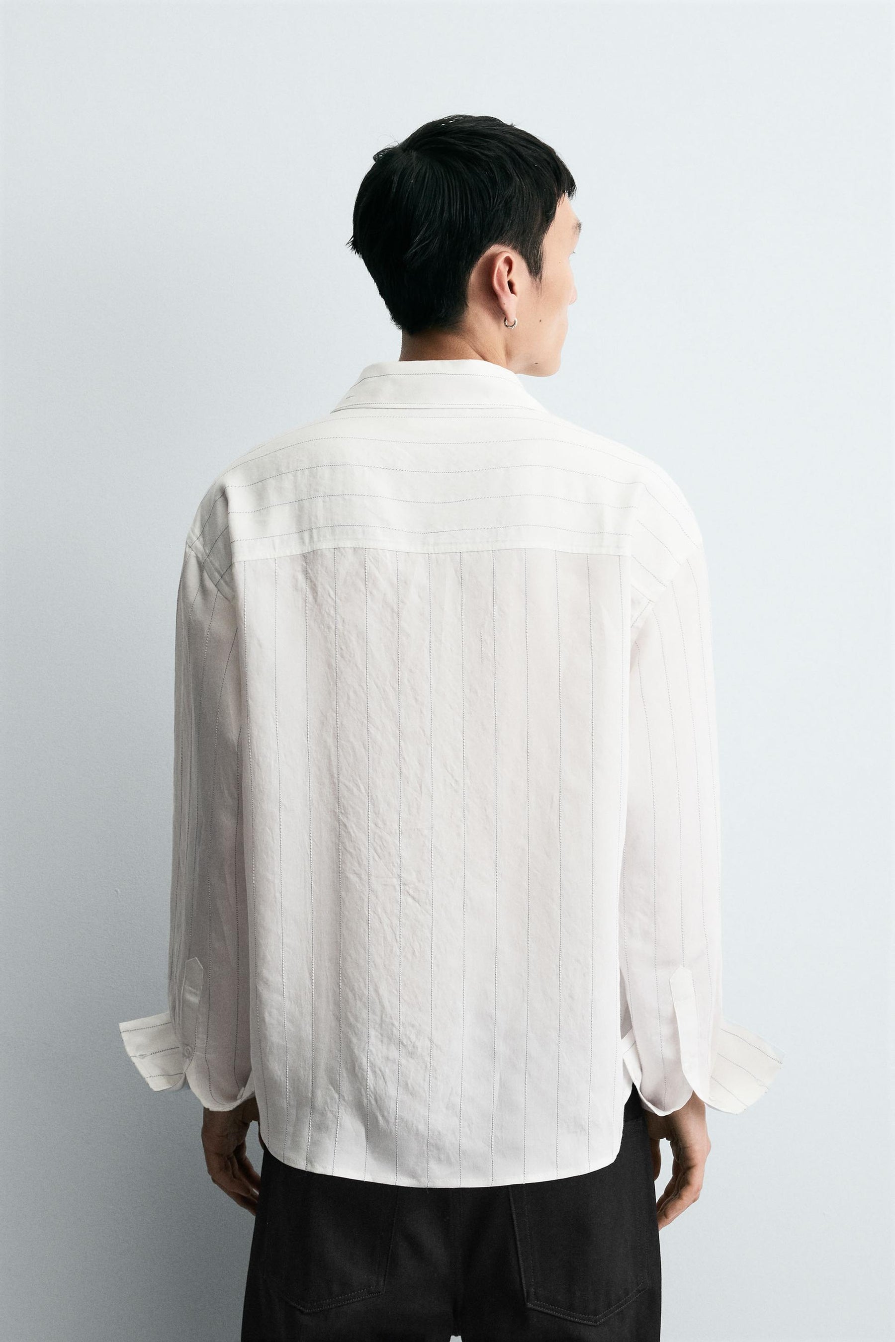 IRREGULAR STRIPE FLOWING SHIRT - Image 3
