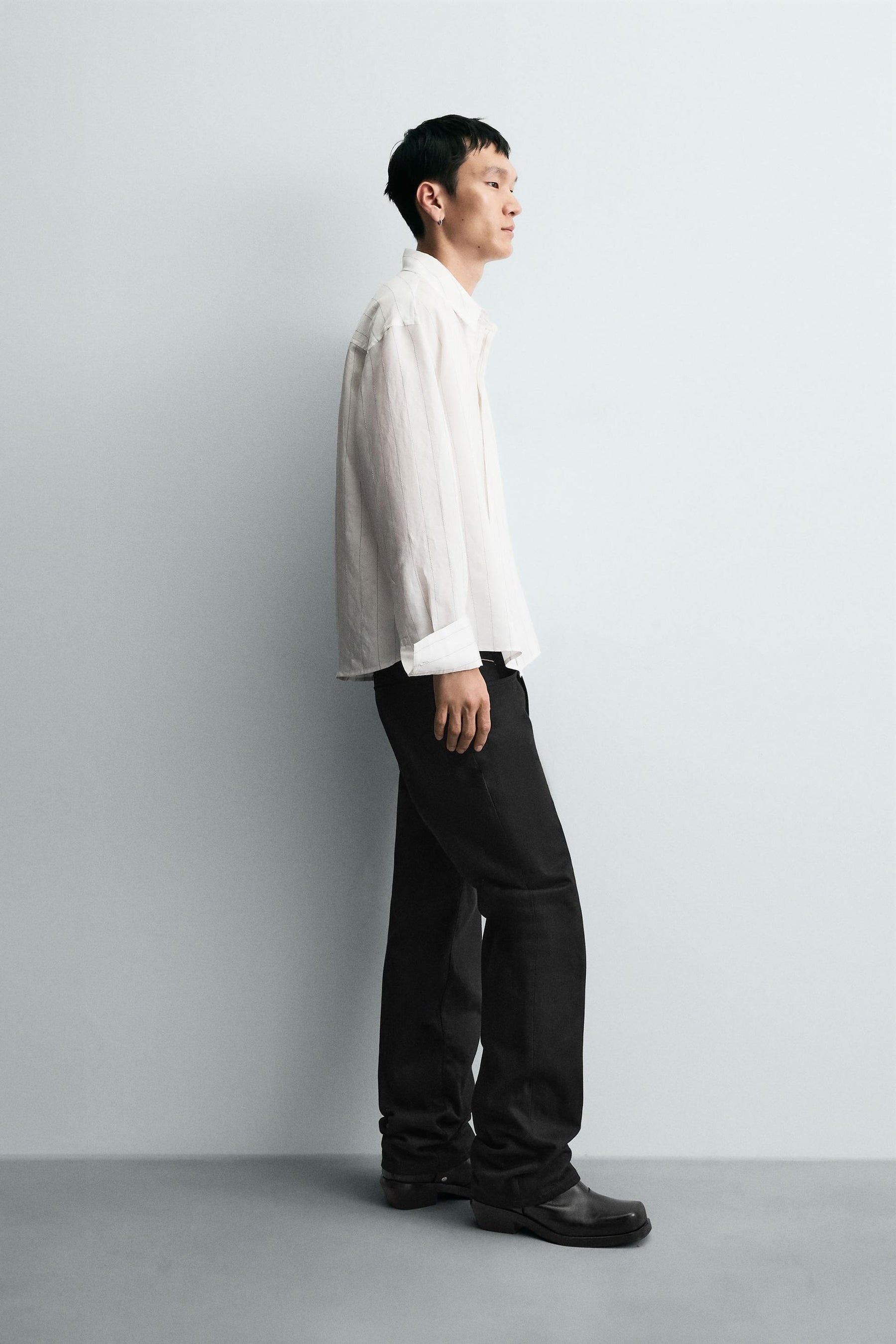 IRREGULAR STRIPE FLOWING SHIRT - Image 4