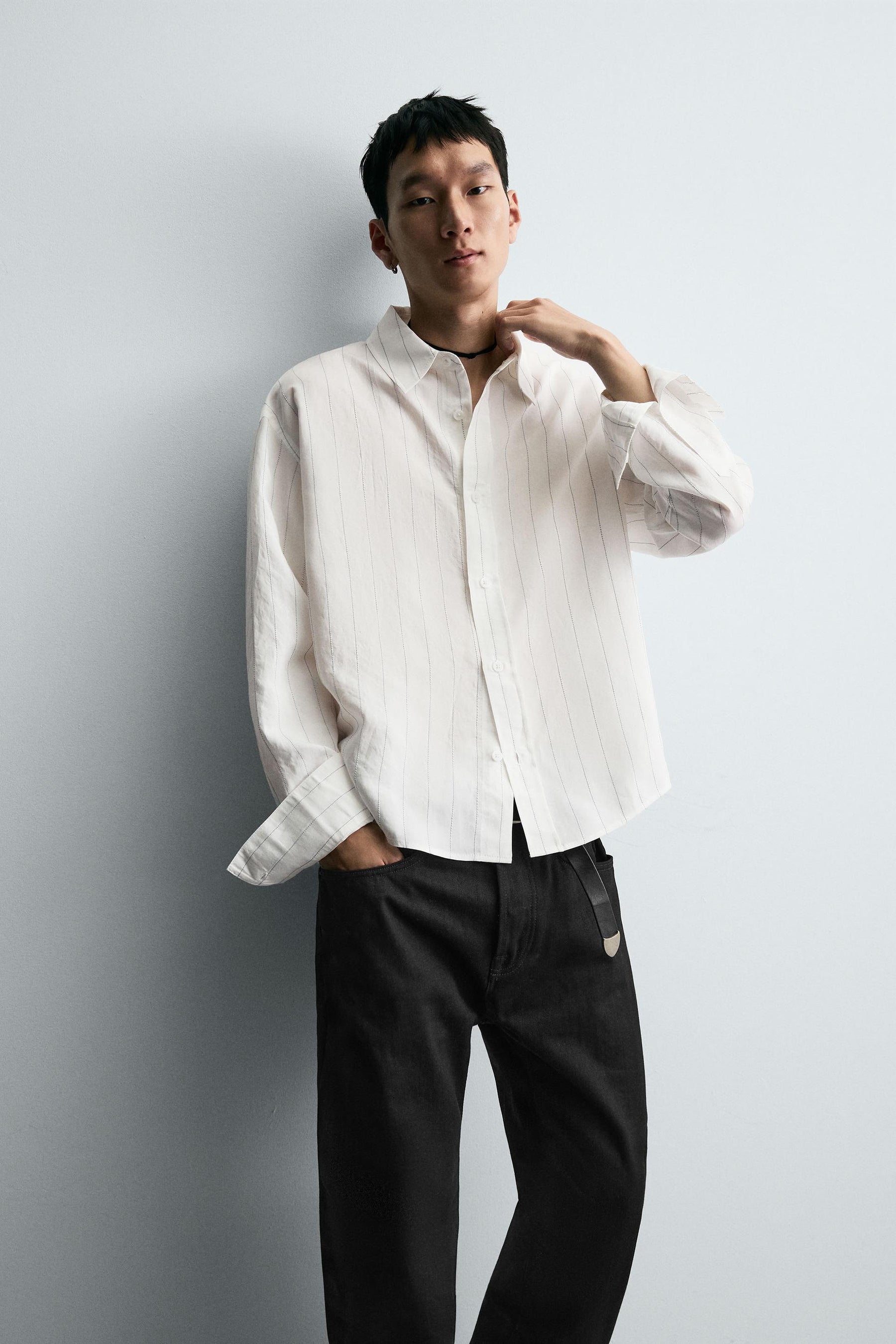 IRREGULAR STRIPE FLOWING SHIRT - Image 6