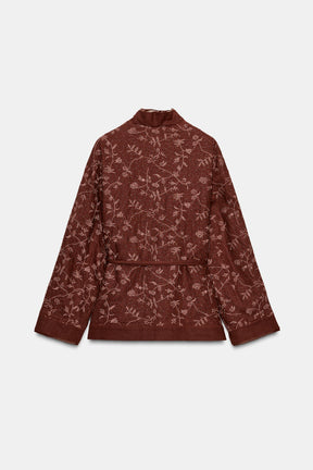 ZW COLLECTION EMBROIDERED LINEN BLEND KIMONO - Image 4