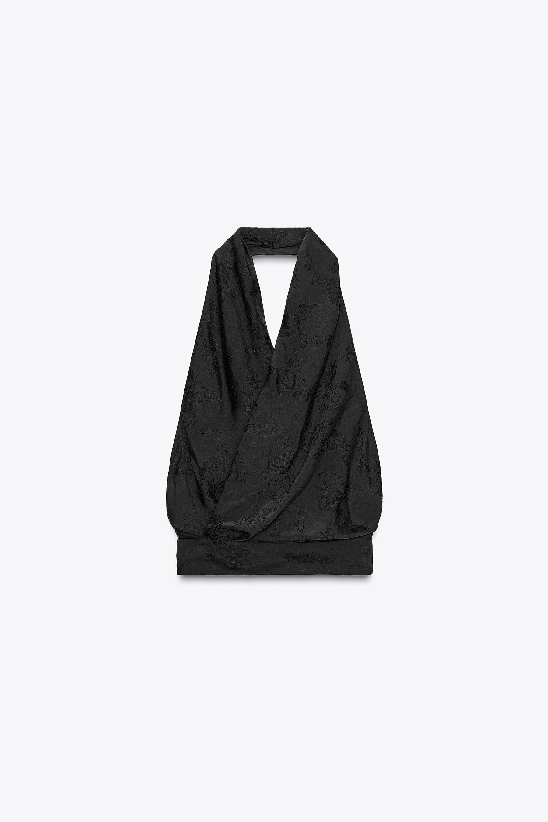 Neckholder-Top mit Blumenjacquardmuster