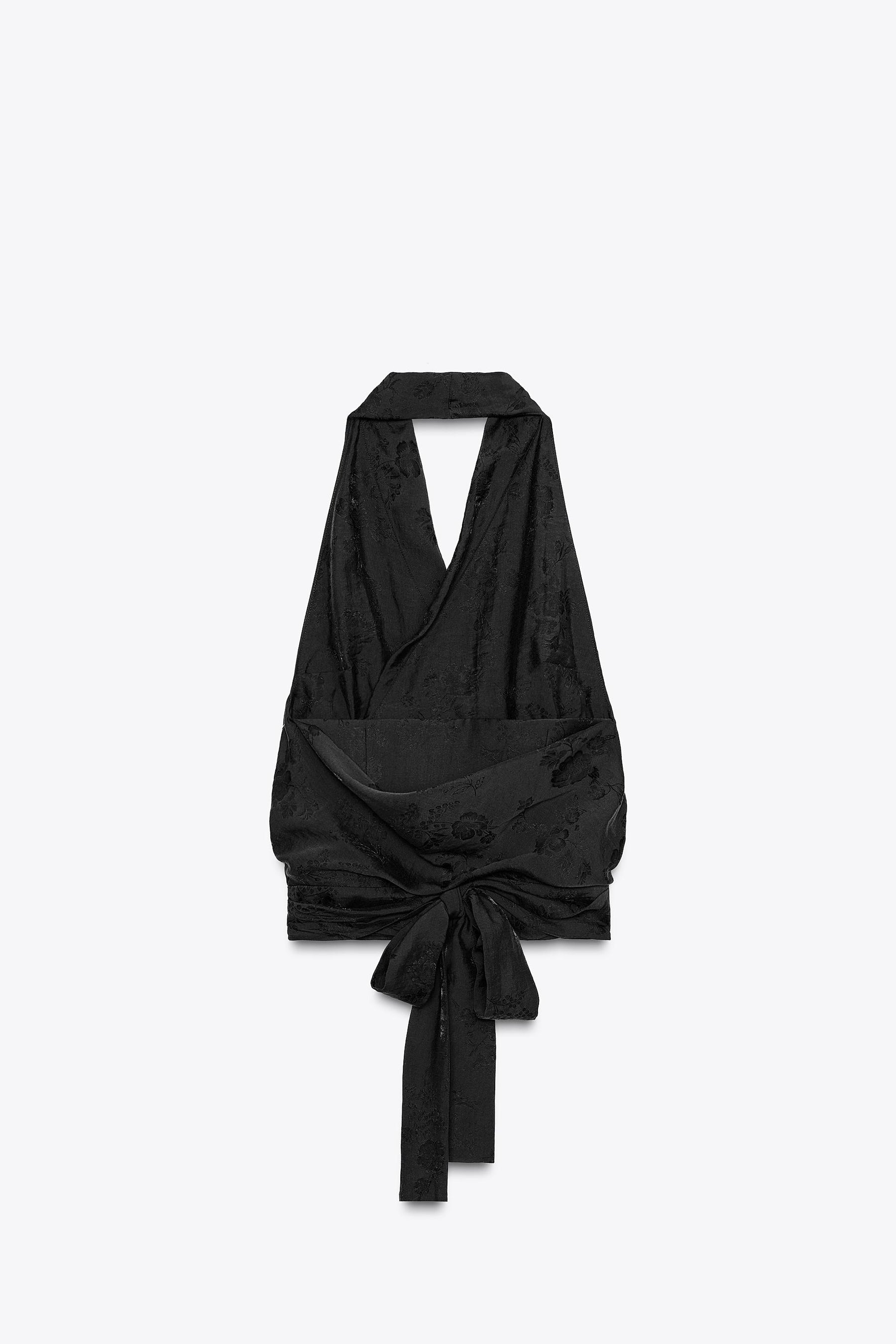 Neckholder-Top mit Blumenjacquardmuster