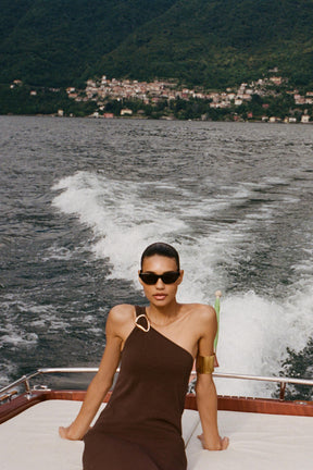 ASYMMETRIC KNIT MIDI DRESS WITH TRIM - Image 4