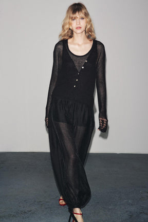 POINTELLE KNIT CROP TOP - Image 1