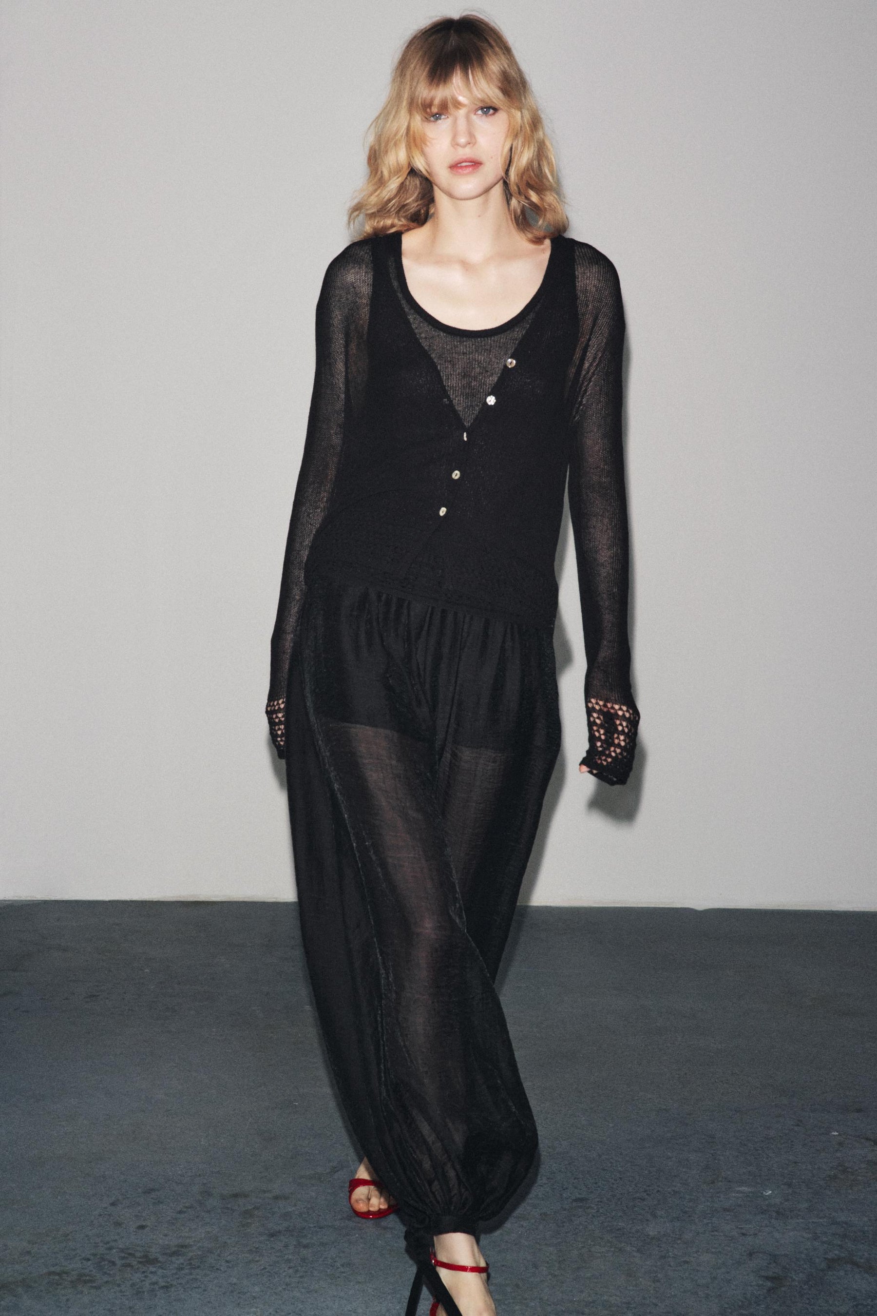 POINTELLE KNIT CARDIGAN - Image 1