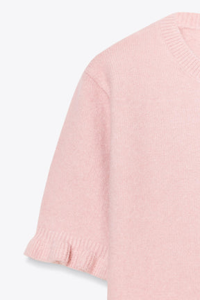 Rüschenpullover mit kurzen Ärmeln