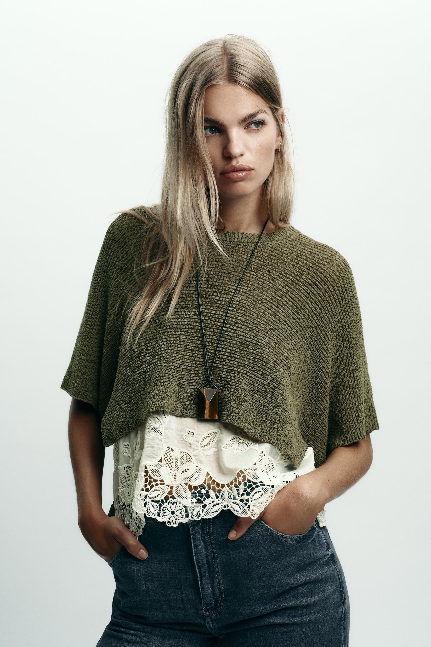 Kontraststrickpullover