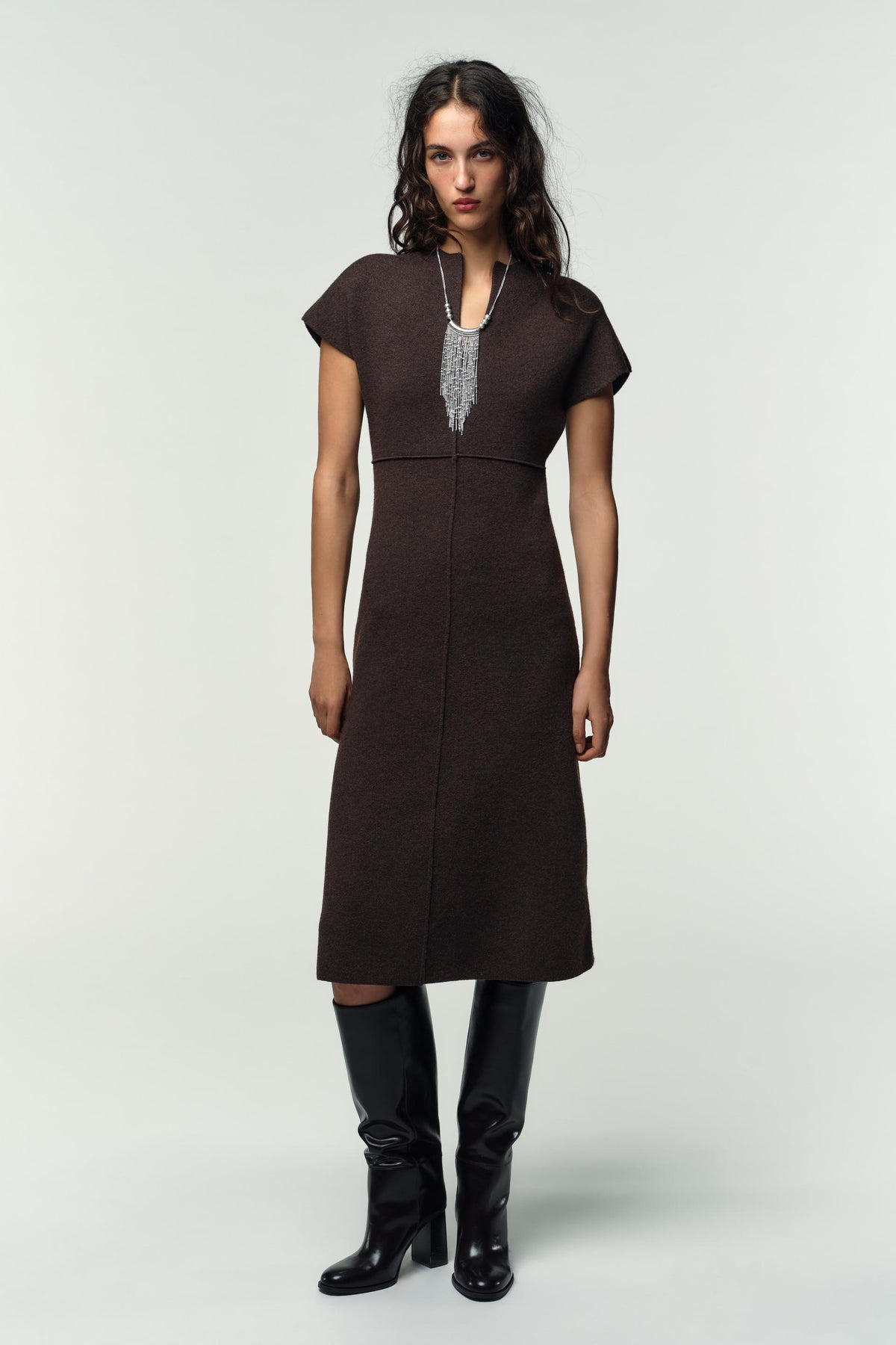 KNITTED MIDI DRESS - Image 1