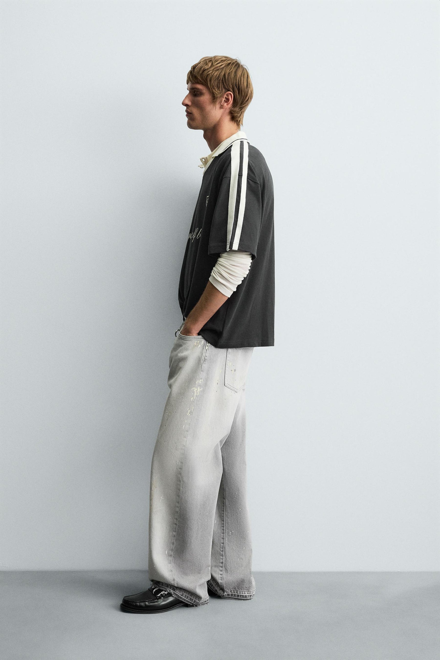 RETRO FOOTBALL PRINT POLO SHIRT - Image 4